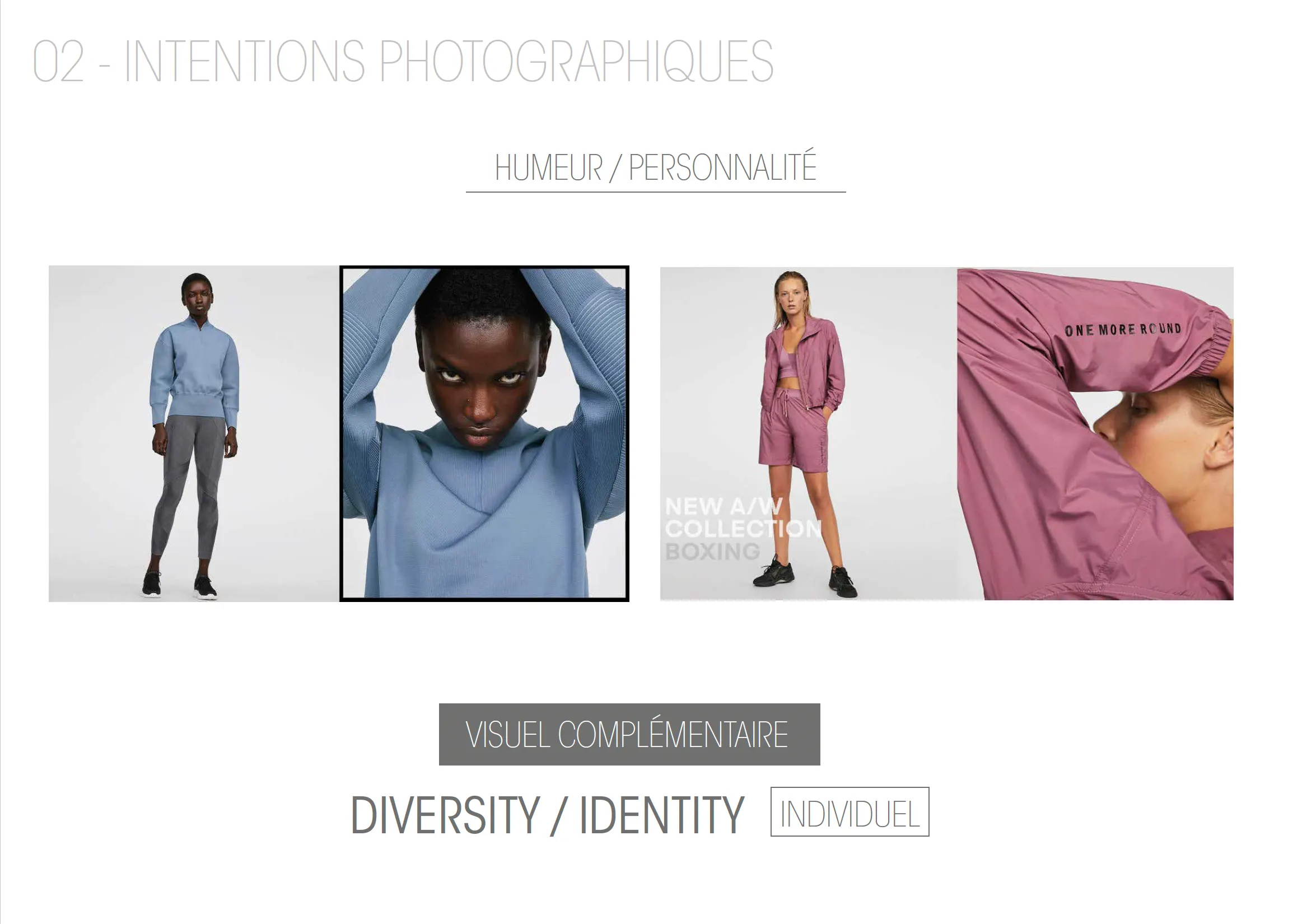 Intentions photographiques : humeur et personnalité, avec le visuel complémentaire au service de la diversité et de l'identité.